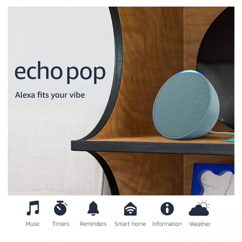 Echo Pop Speaker with Alexa in Light Blue
